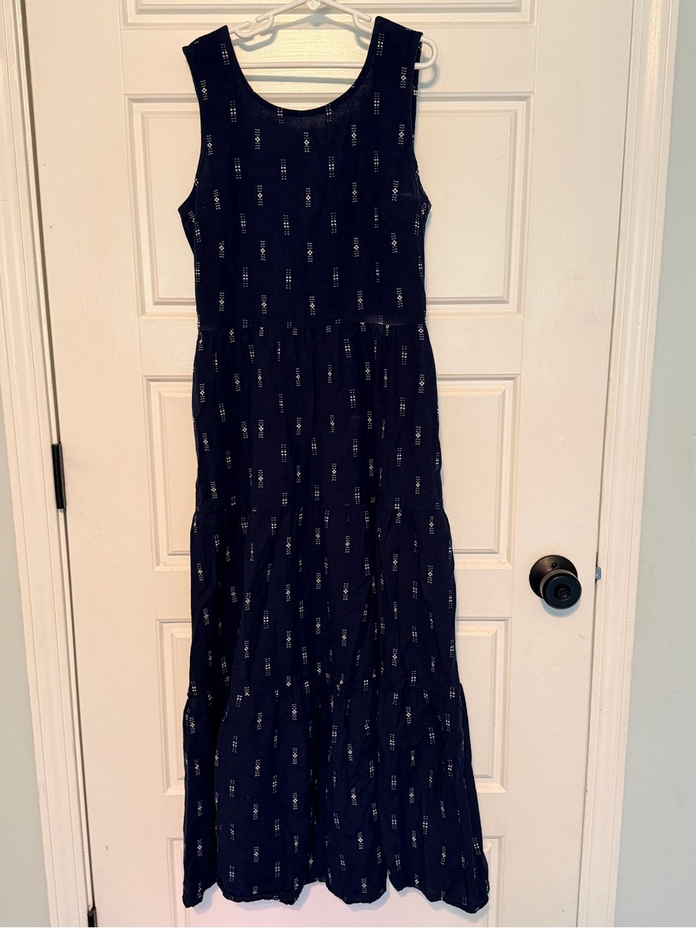 Madewell Navy Blue Sleeveless Tiered Midi Dress